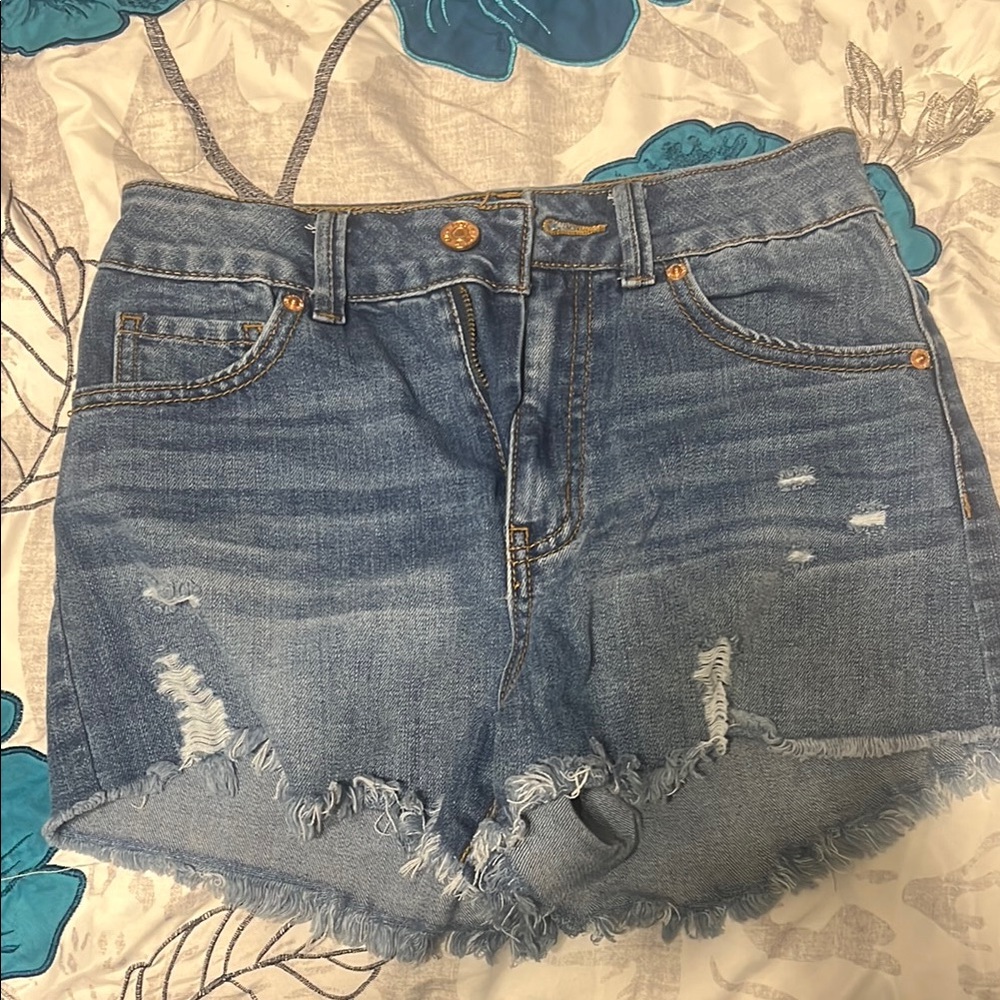 Denim Blue Distressed Women's Shorts